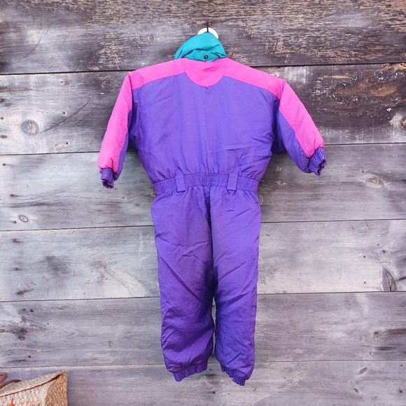 VTG 80s Metro Express Youth Ski Suit Size S/4 Retro Snowsuit Purple - Picture 6 of 8